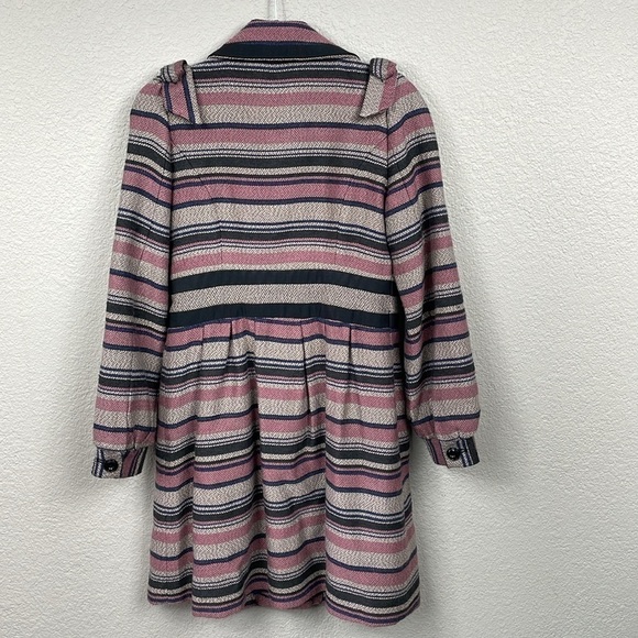 Anthropologie Elevenses Pattern Makers Coat Stripe Colorblock Bow Shoulder 6 - Picture 10 of 16
